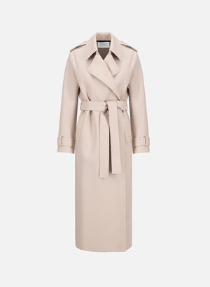 Long trench double stitching pressed wool