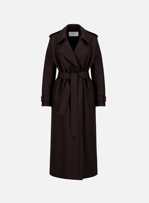 Long trench double stitching pressed wool