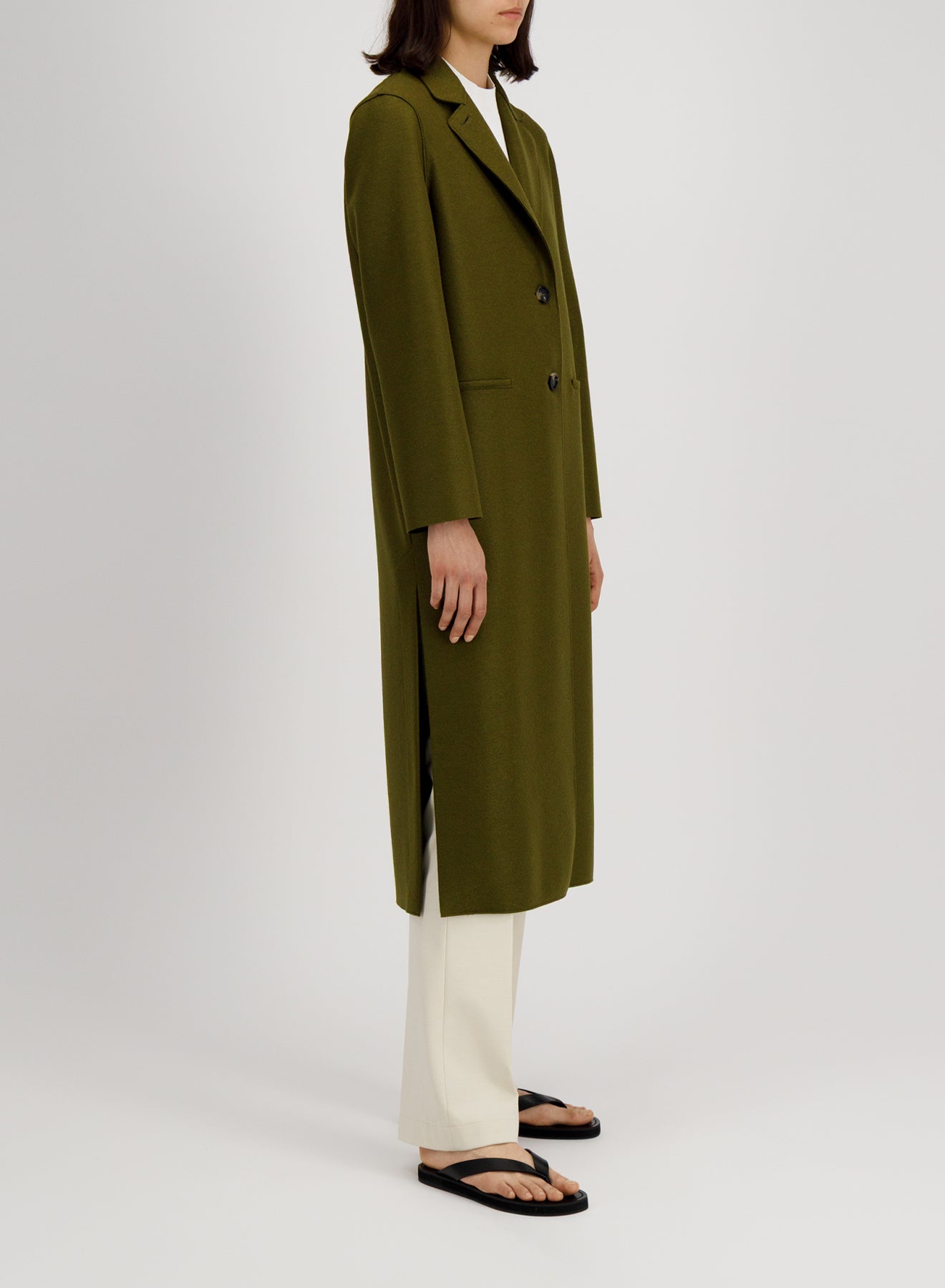 long boxy coat light pressed wool