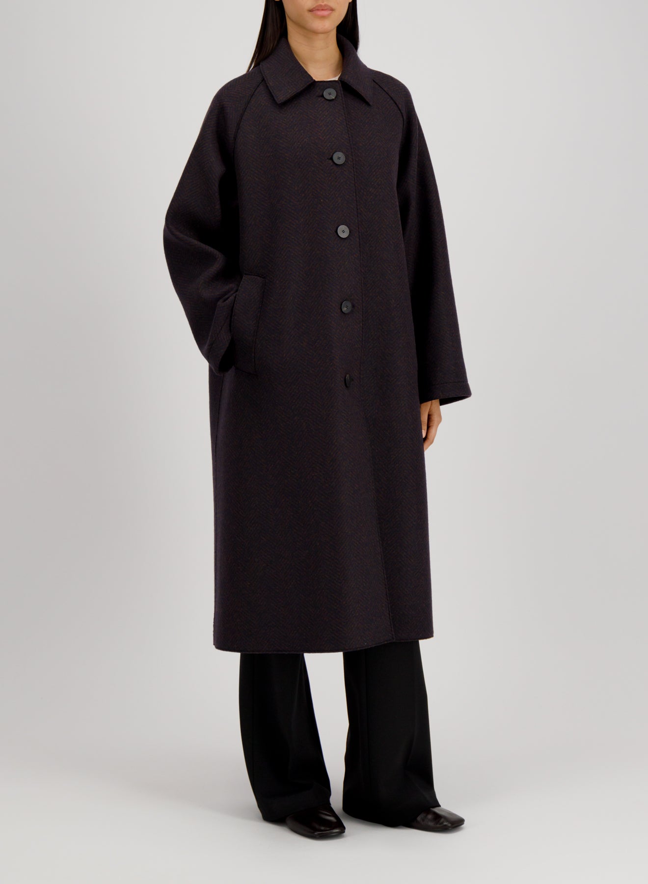 Balmacaan patterned cashmere blend