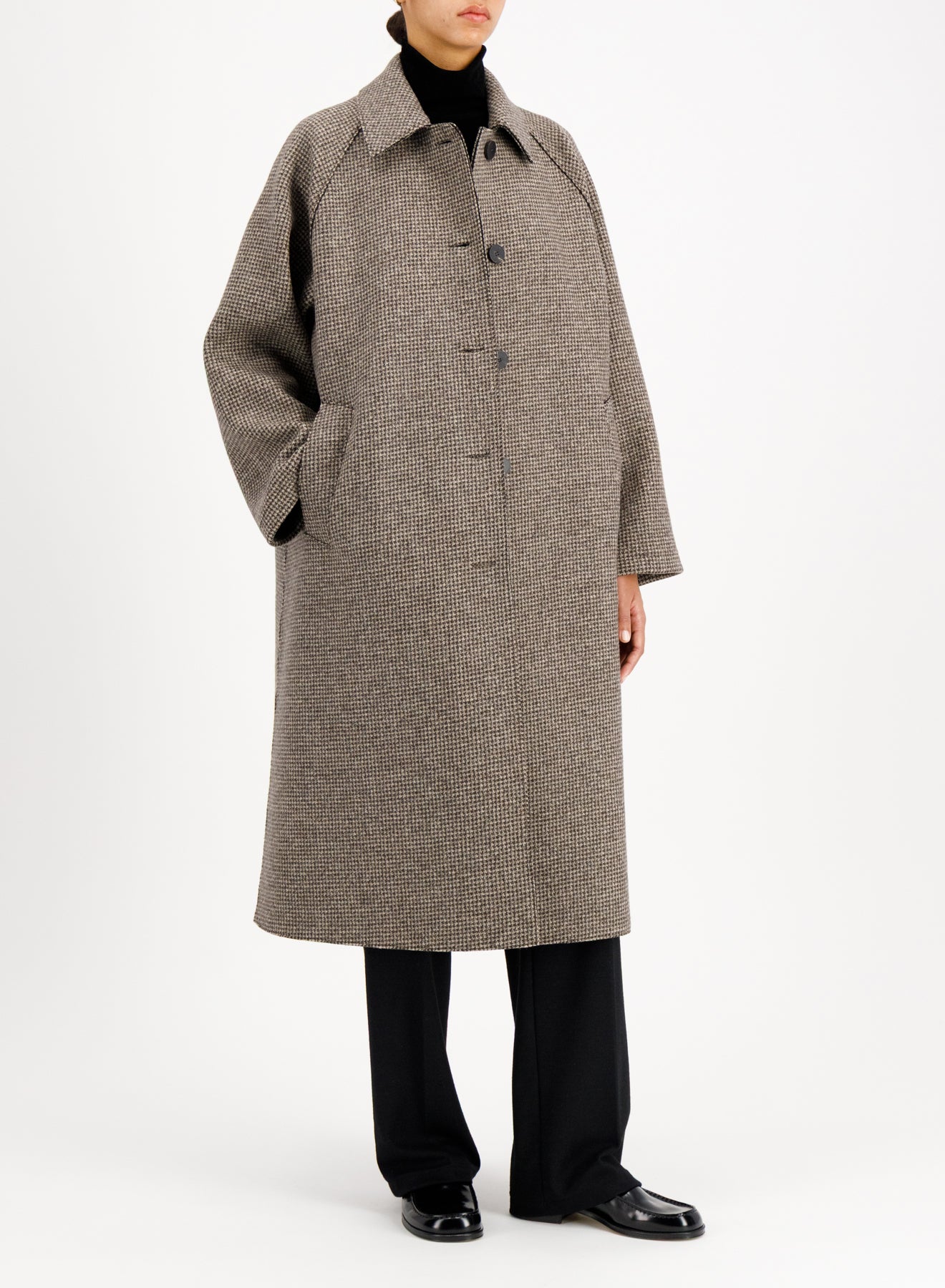 Balmacaan patterned in cashmere blend