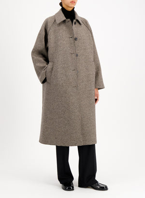 Balmacaan patterned in cashmere blend