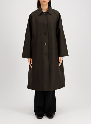 Balmacaan in pressed wool with quilted lining