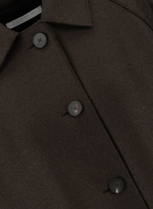 Balmacaan in pressed wool with quilted lining