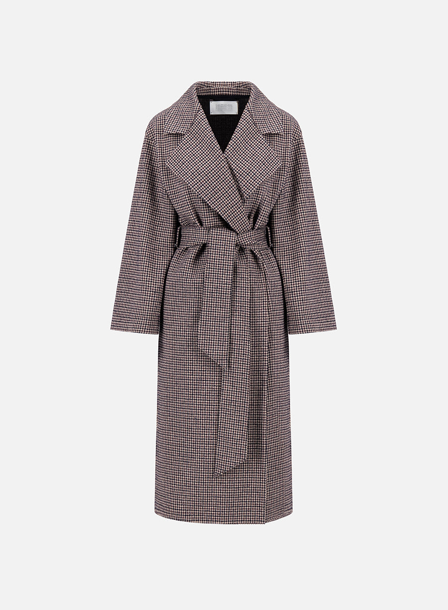 Belted clutch coat tattersall