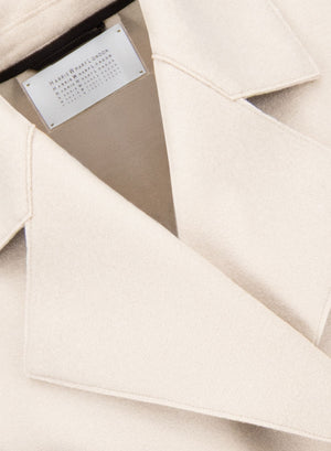 Belted clutch coat in pressed wool
