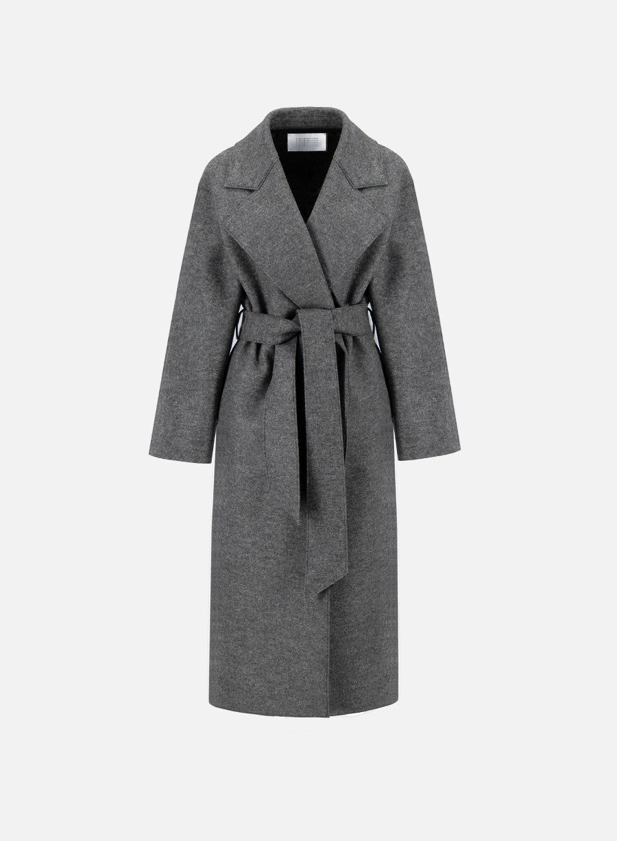Belted clutch coat pressed wool