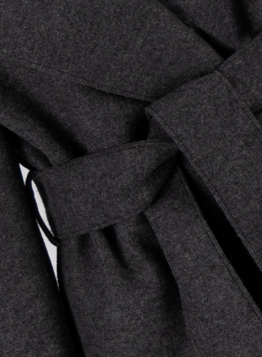Belted clutch coat pressed wool