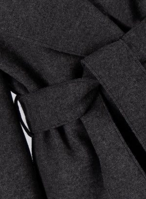 Belted clutch coat in pressed wool
