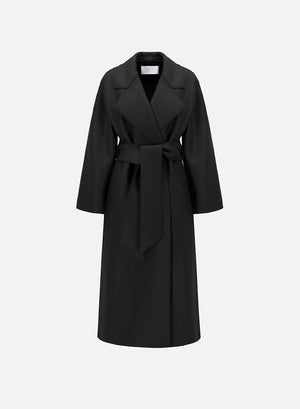 Belted clutch coat pressed wool