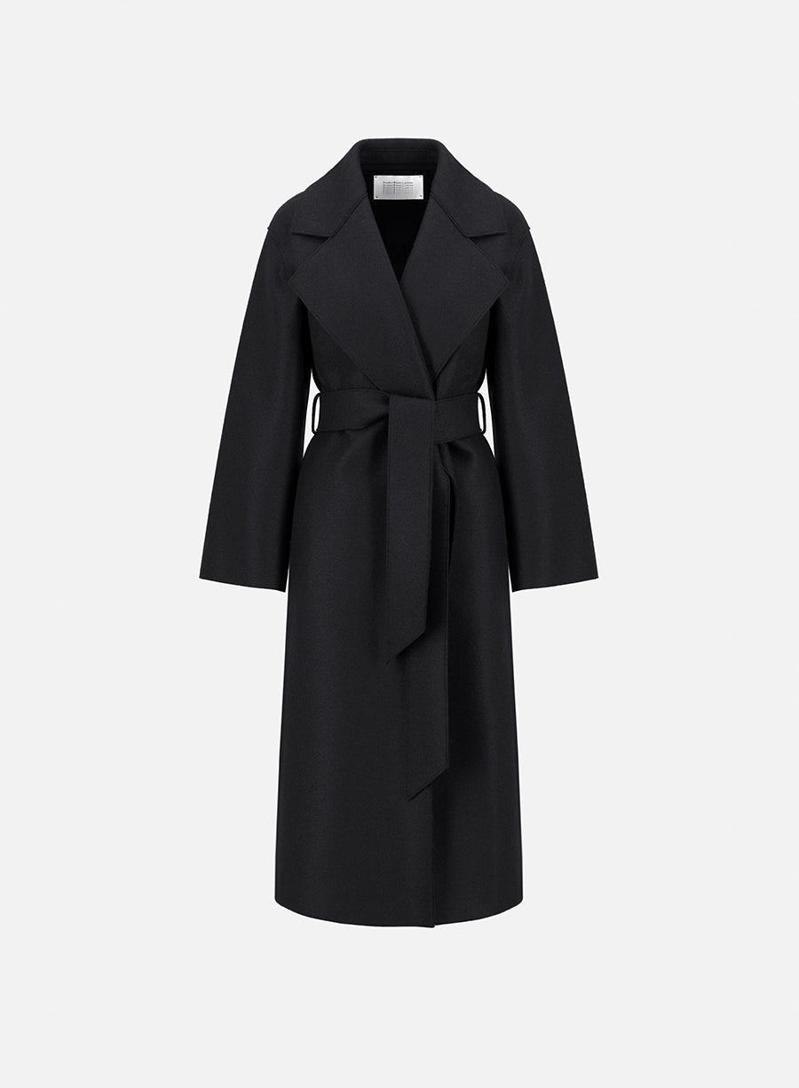 Belted clutch coat pressed wool