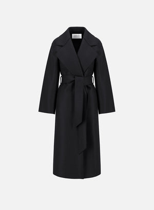 Belted clutch coat pressed wool
