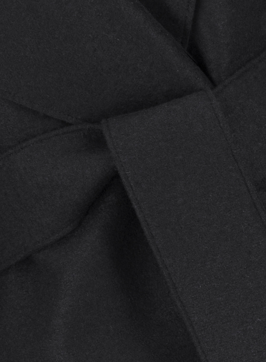 Belted clutch coat pressed wool
