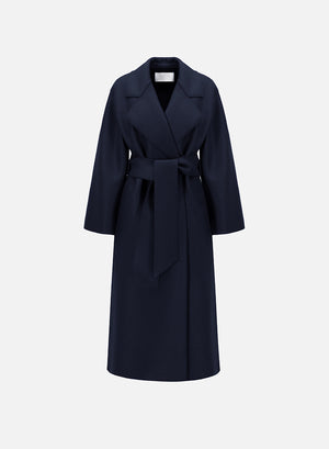 Belted clutch coat pressed wool