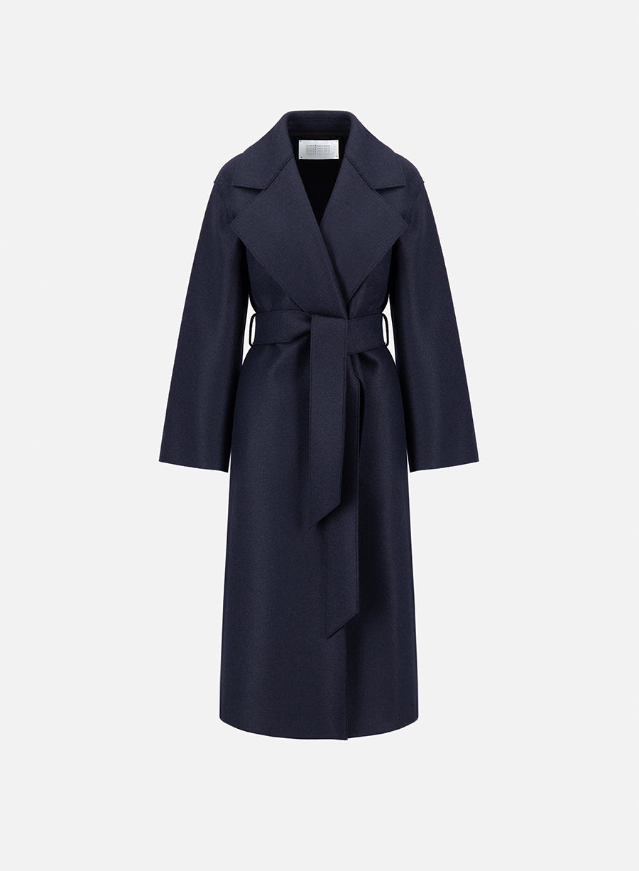 Belted clutch coat pressed wool