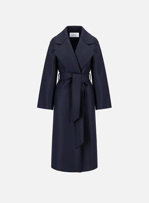 Belted clutch coat pressed wool