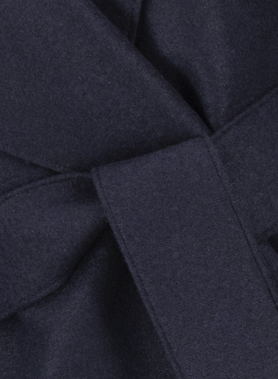 Belted clutch coat pressed wool