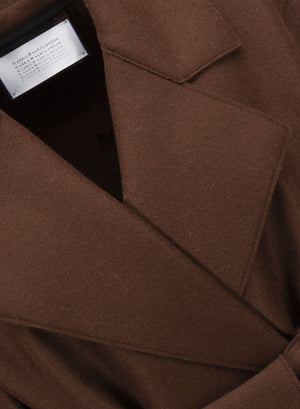 Belted clutch coat in pressed wool