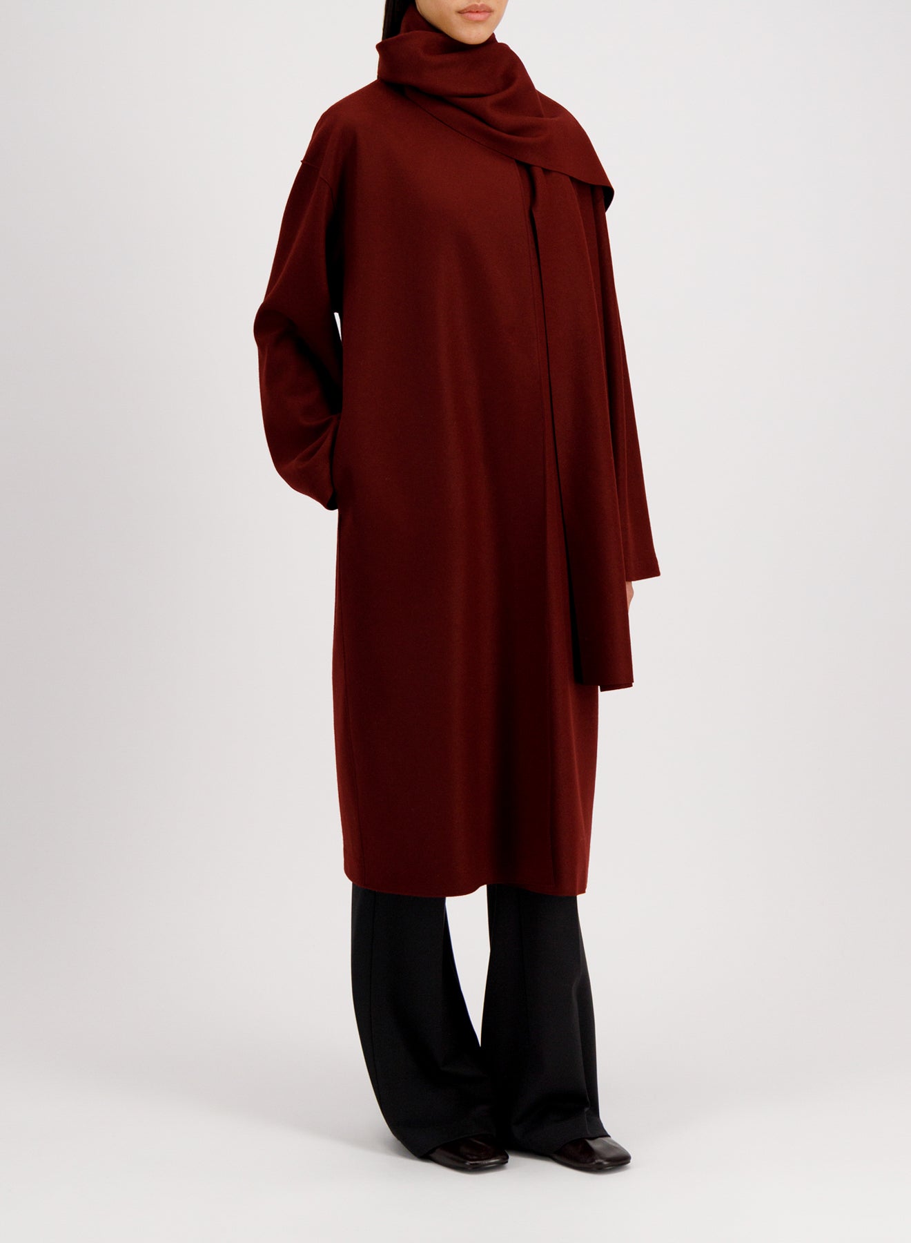 Scarf coat in cashmere blend
