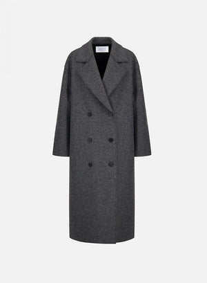 Long oversized coat in pressed wool