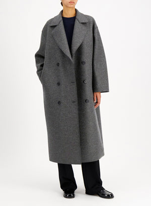 Long oversized coat in pressed wool