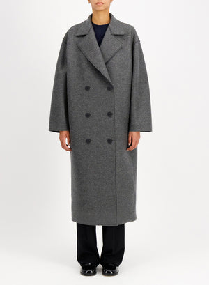 Long oversized coat in pressed wool
