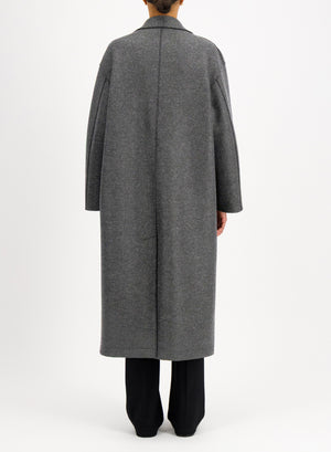 Long oversized coat in pressed wool