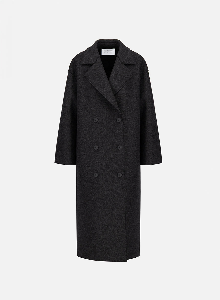 Long oversized coat in pressed wool