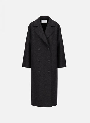 Long oversized coat in pressed wool