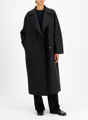 Long oversized coat in pressed wool