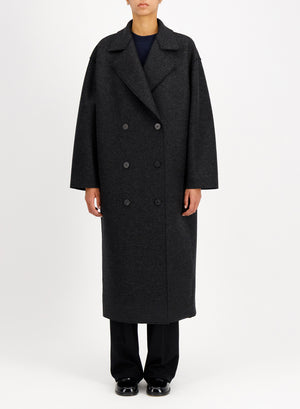 Long oversized coat in pressed wool