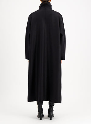 Funnel neck oversized coat in pressed wool