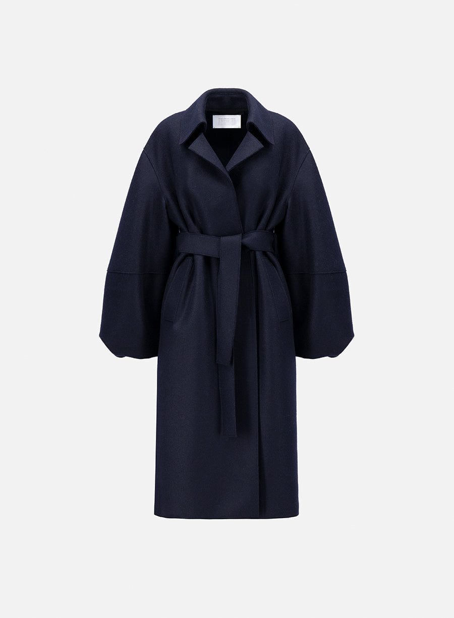 Puff sleeves coat pressed wool