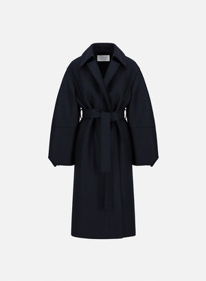 Puff sleeves coat in pressed wool