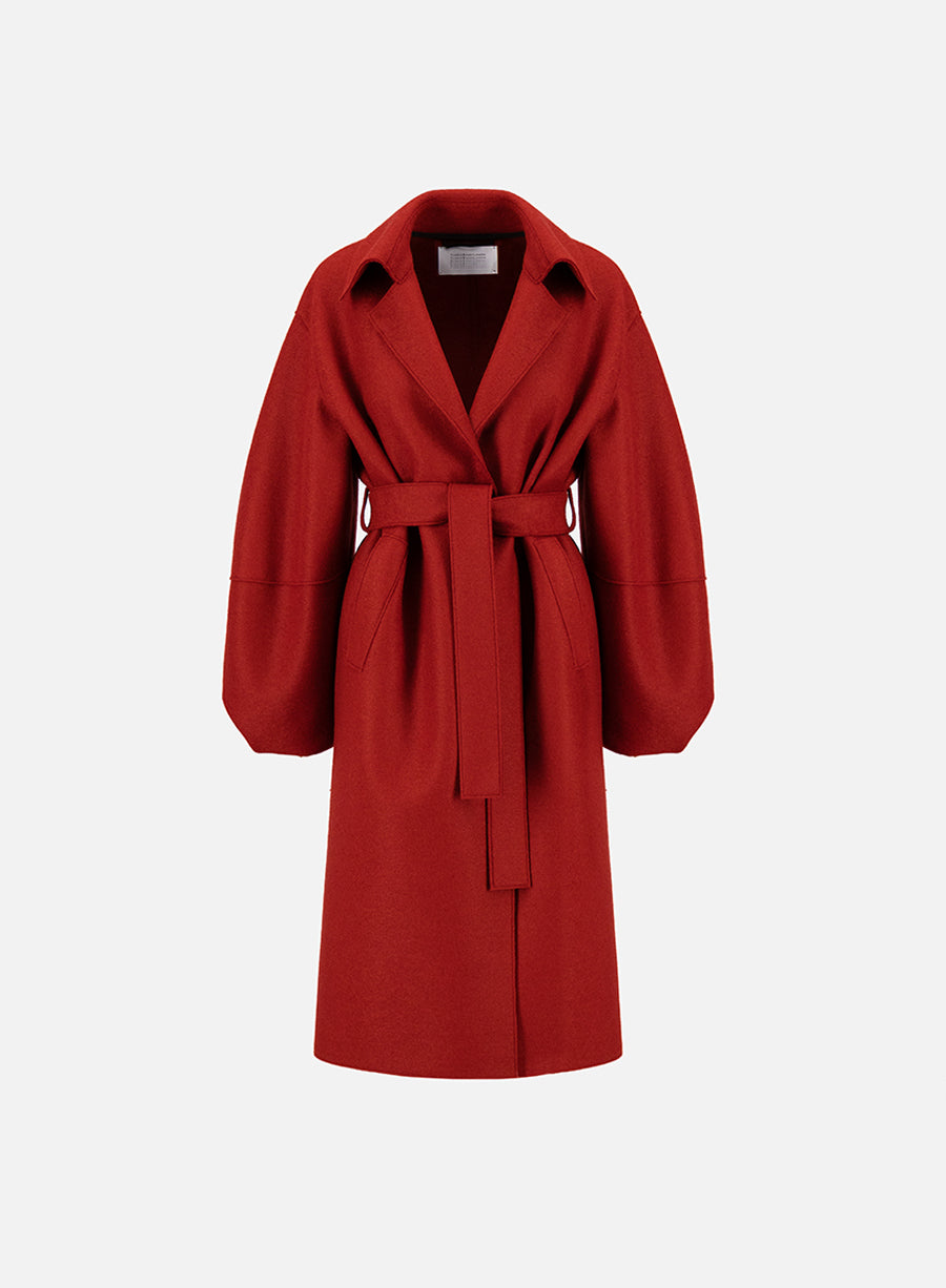 Puff sleeves coat pressed wool