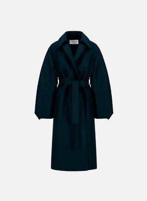 Puff sleeves coat in pressed wool