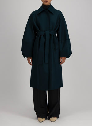 Puff sleeves coat in pressed wool
