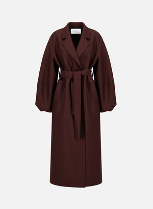Long puff sleeves coat pressed wool