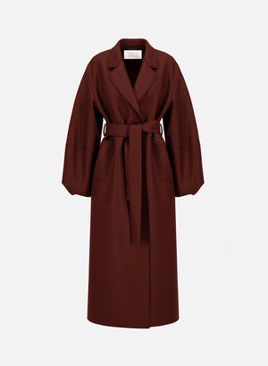 Long puff sleeves coat in pressed wool