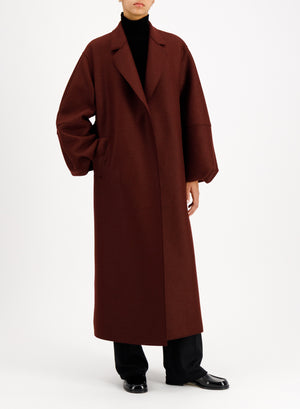 Long puff sleeves coat in pressed wool
