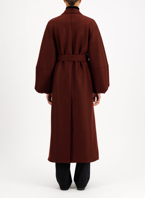 Long puff sleeves coat in pressed wool