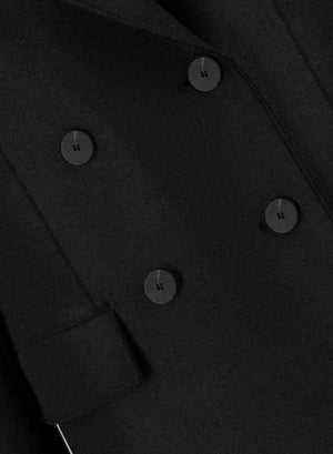 Long double breasted tailored coat in pressed wool
