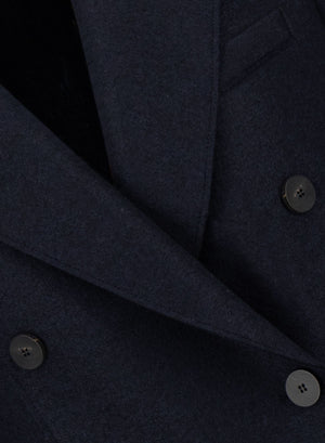 Long double breasted tailored coat in pressed wool