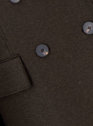 Long double breasted tailored coat in pressed wool