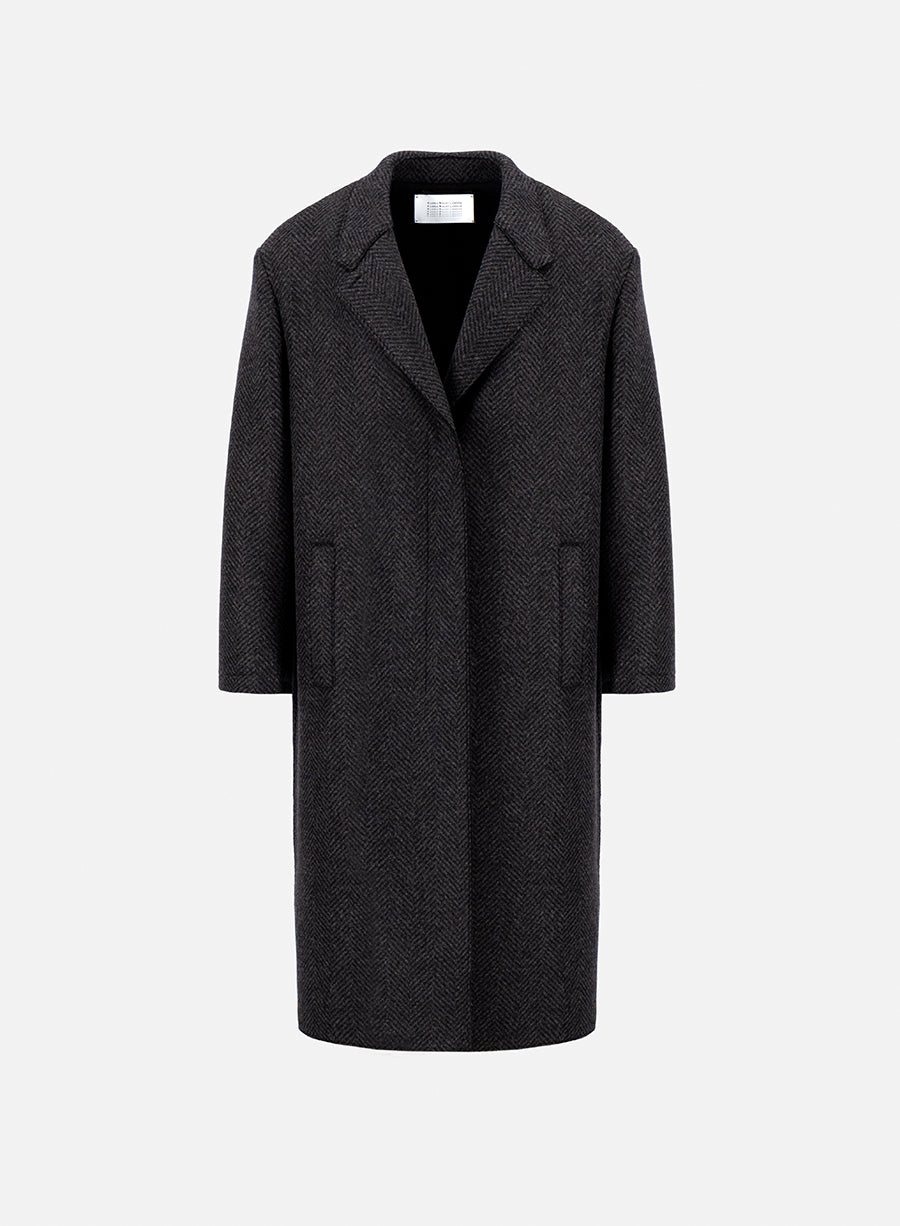 Grandad coat patterned cashmere blend