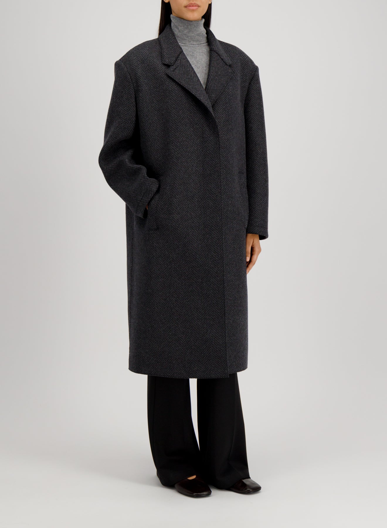 Grandad coat patterned cashmere blend