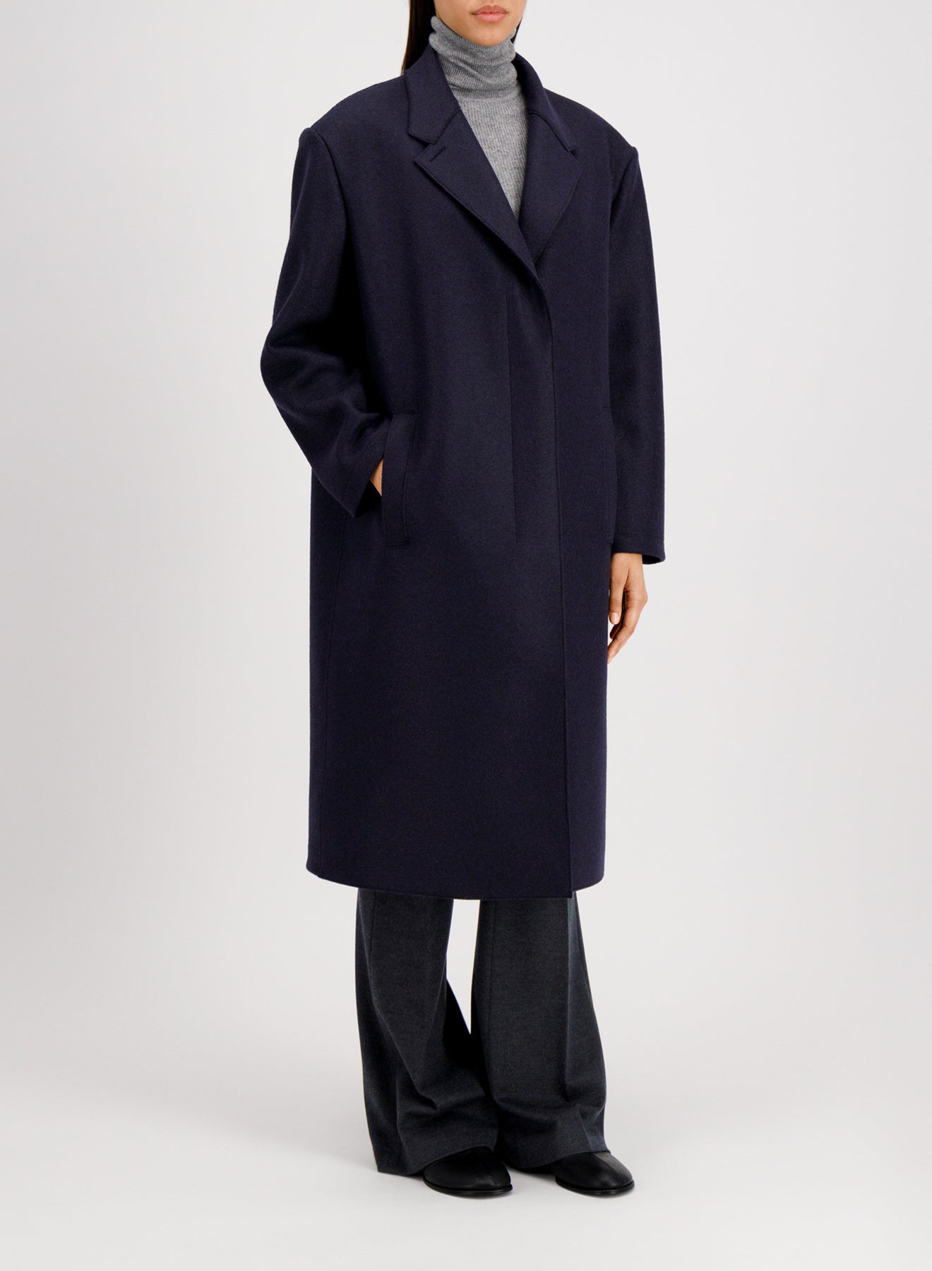 Grandad coat pressed wool