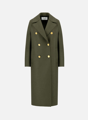 Military coat in pressed wool