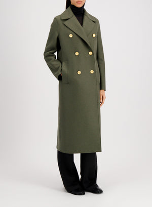 Military coat in pressed wool
