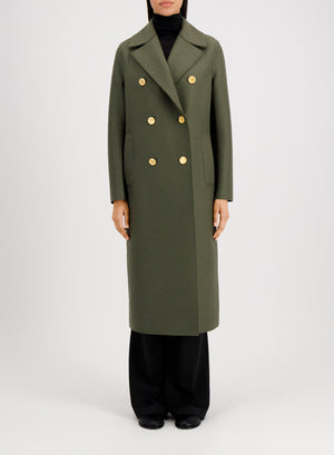 Military coat in pressed wool